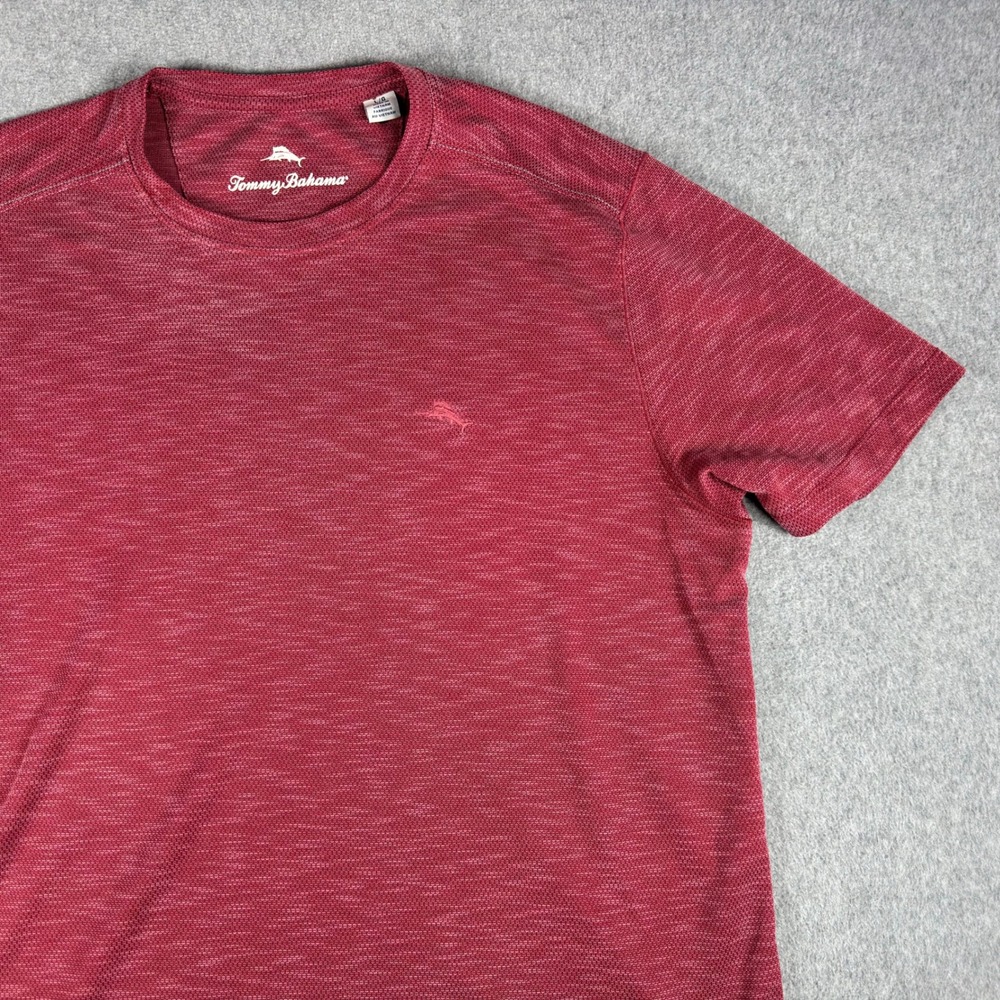 Tommy Bahama T Shirt Mens Large Red TENCEL Blend Performance Short Sleeve